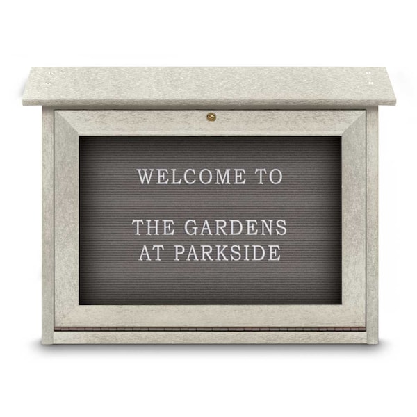 Outdoor Enclosed Combo Board, 48"x36", Bronze Frame/Grey & Amethyst